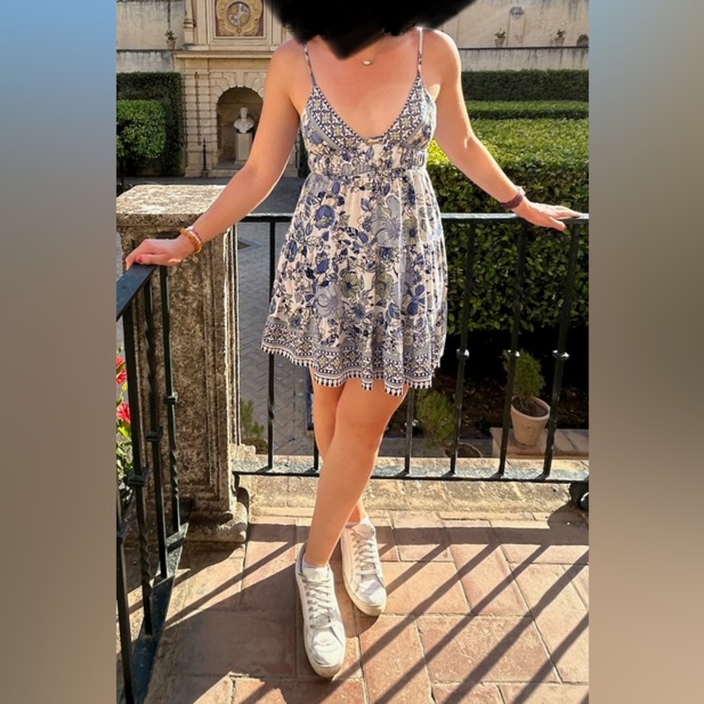 Floral Blue and White Summer Dress